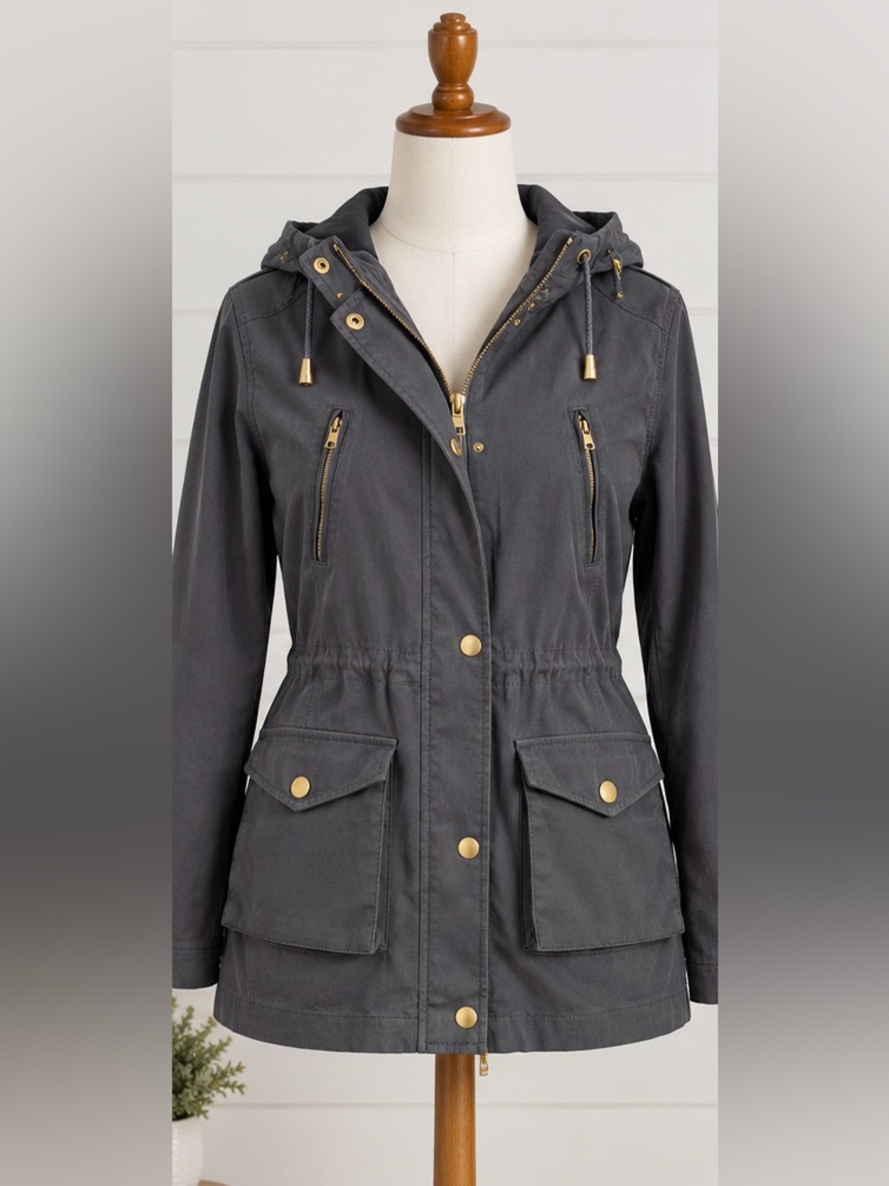 Society Hooded Utility Anorak Jacket - Charcoal